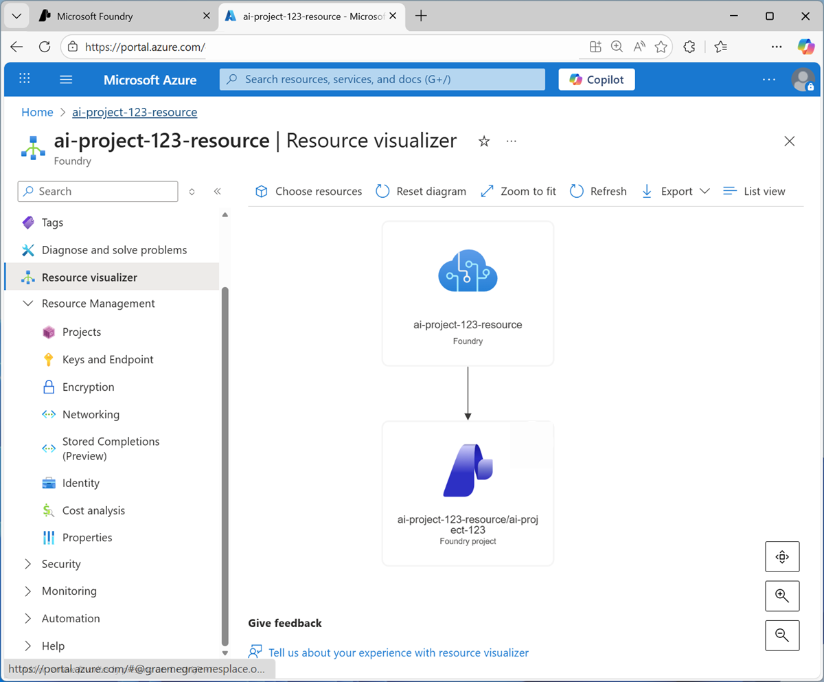 Screenshot of Azure portal resource visualizer.