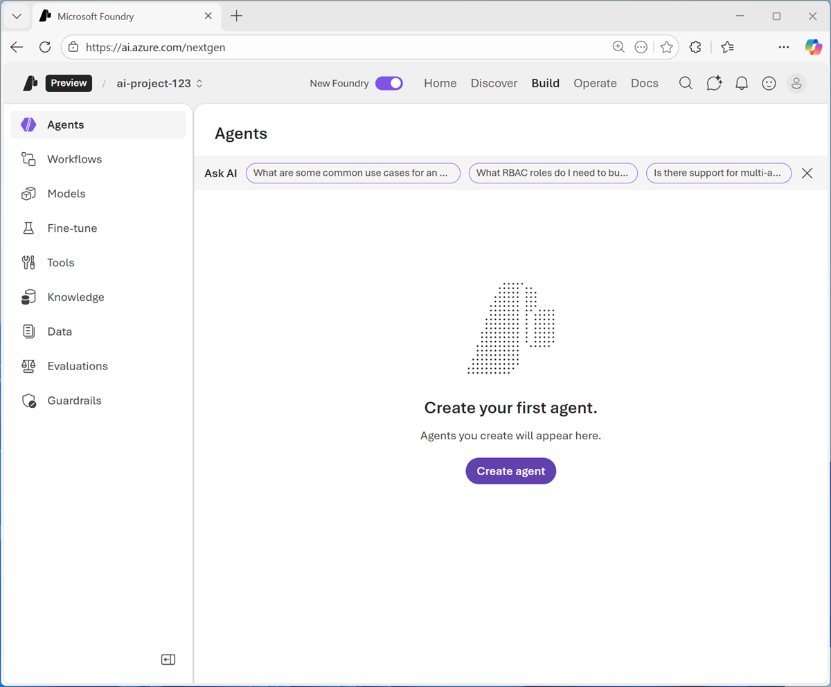 Screenshot of the Build page.