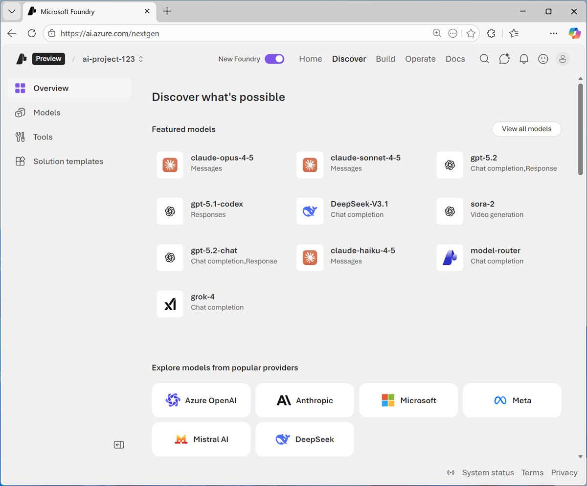 Screenshot of the Discover page.