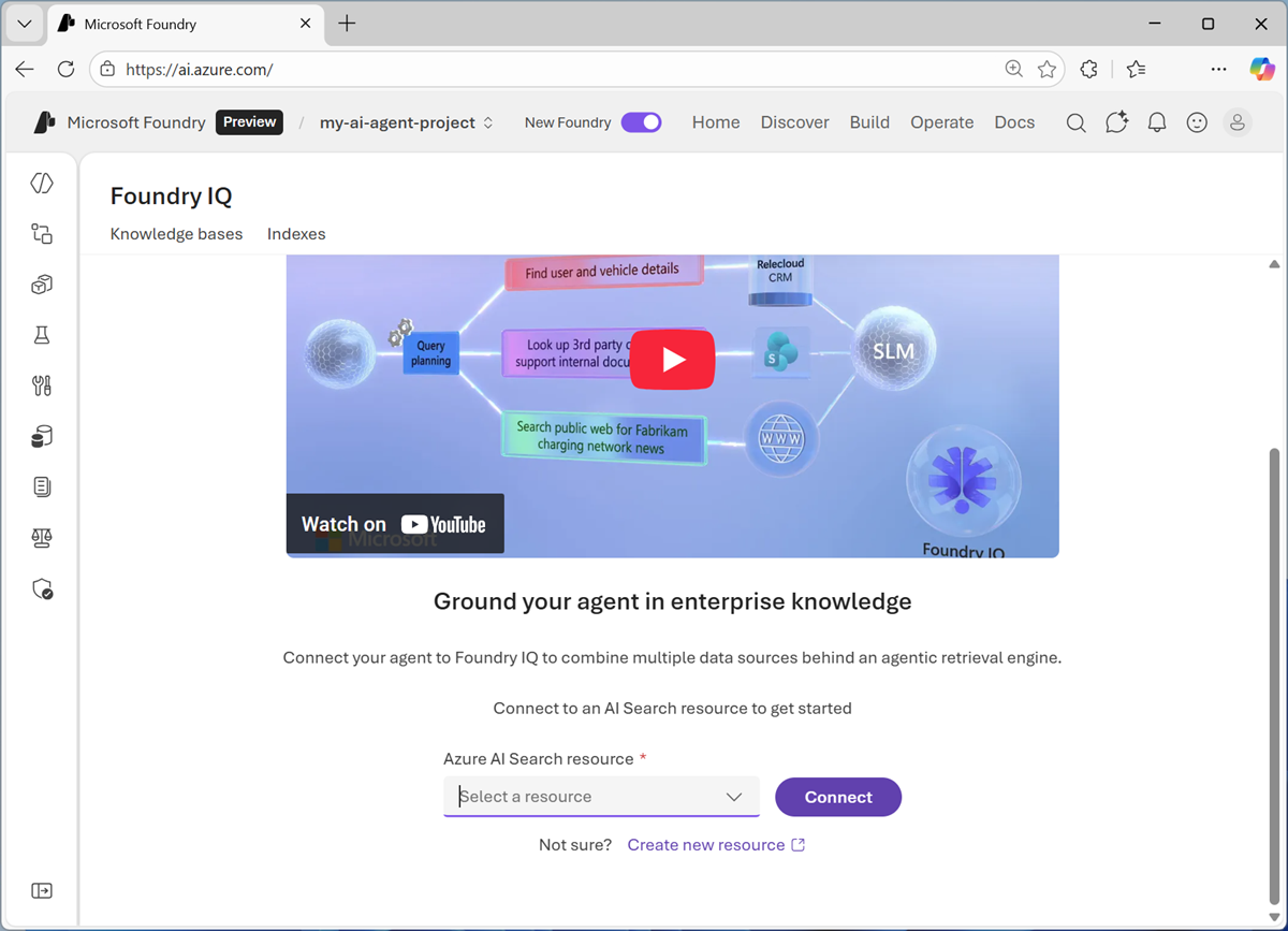 Screenshot of the Foundry IQ page.