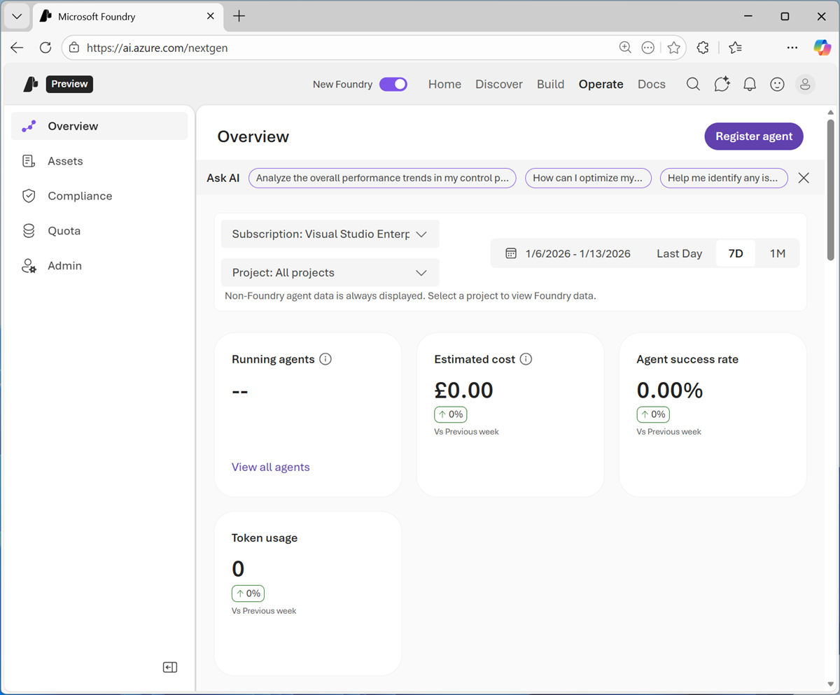 Screenshot of the Operate page.