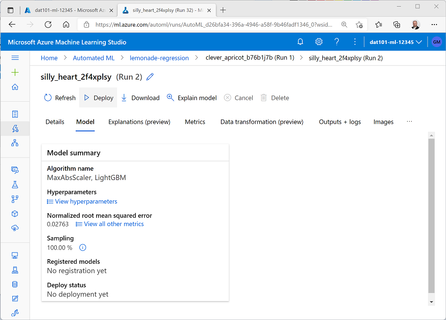 Details of the best model