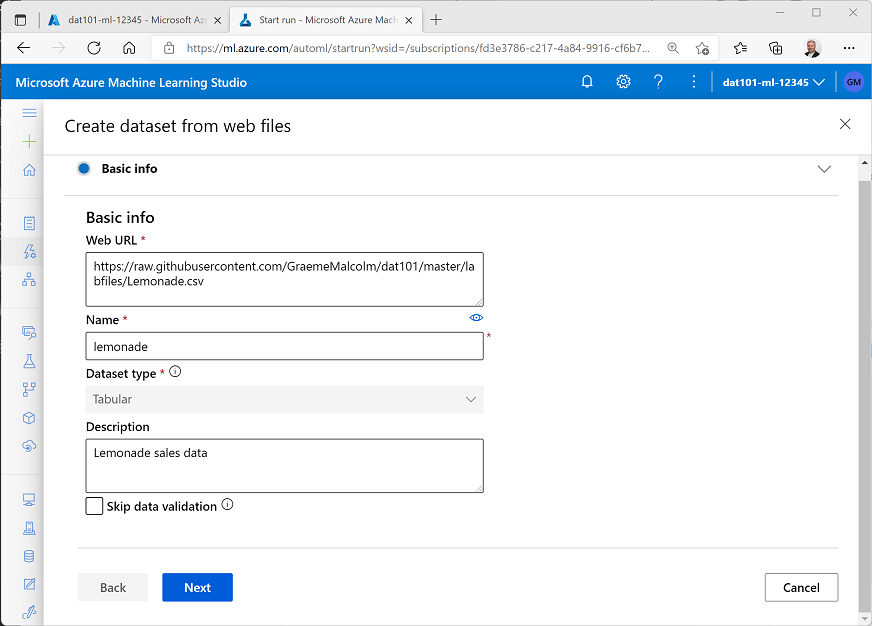 Basic info for web dataset