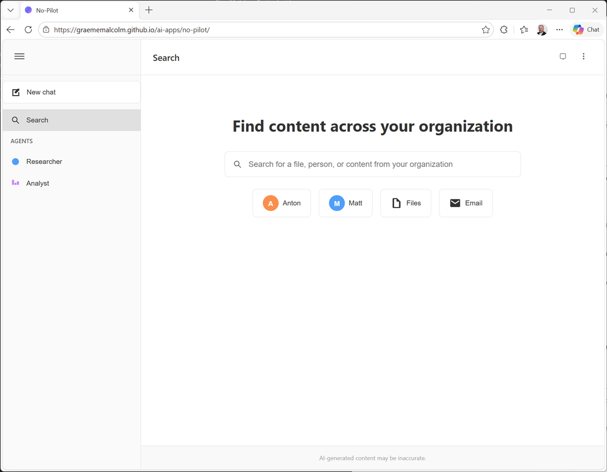 Screenshot of the search page.